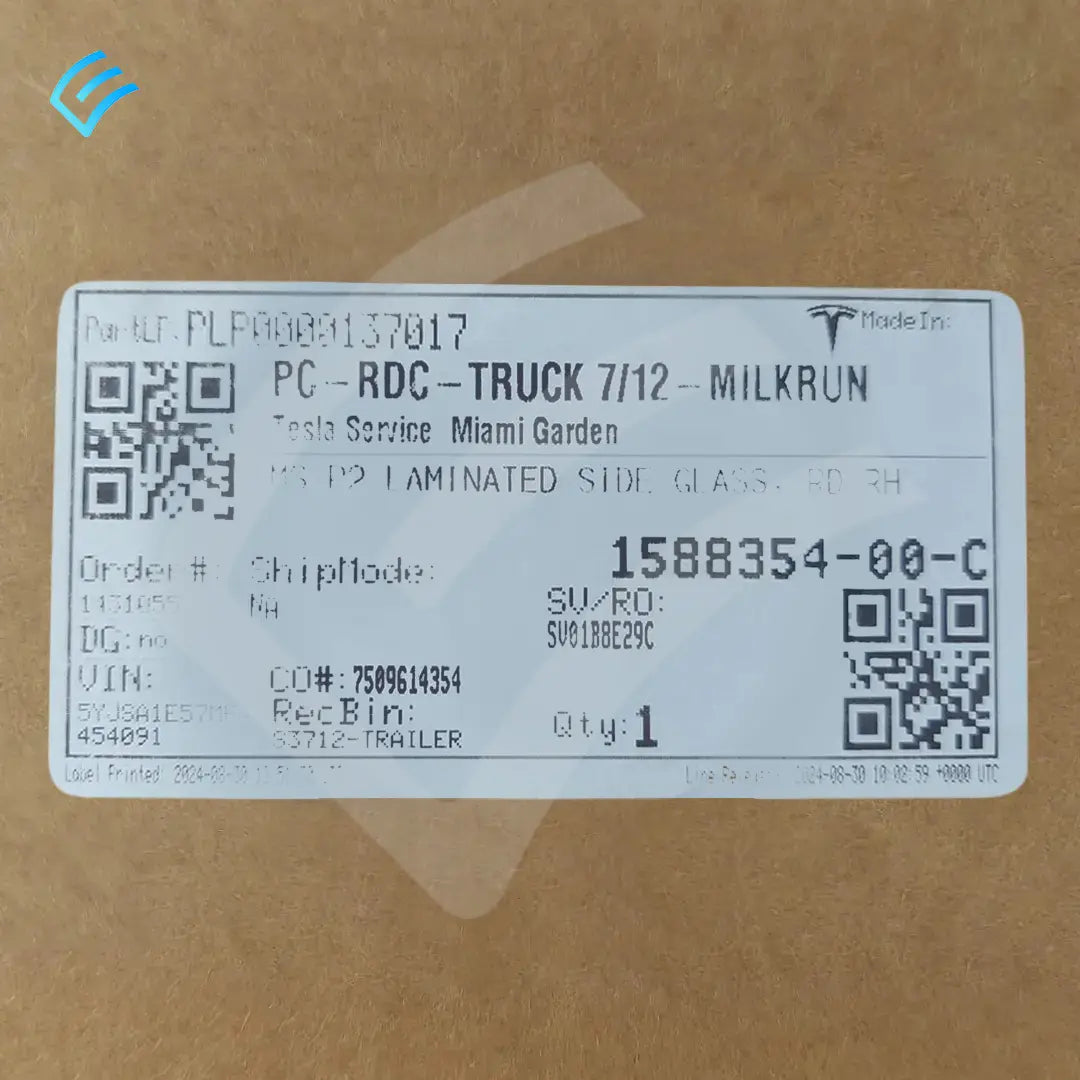 NUEVO OEM Tesla Model S 2021+ Puerta Trasera de Cristal Laminado a la Derecha 1588354-00-D